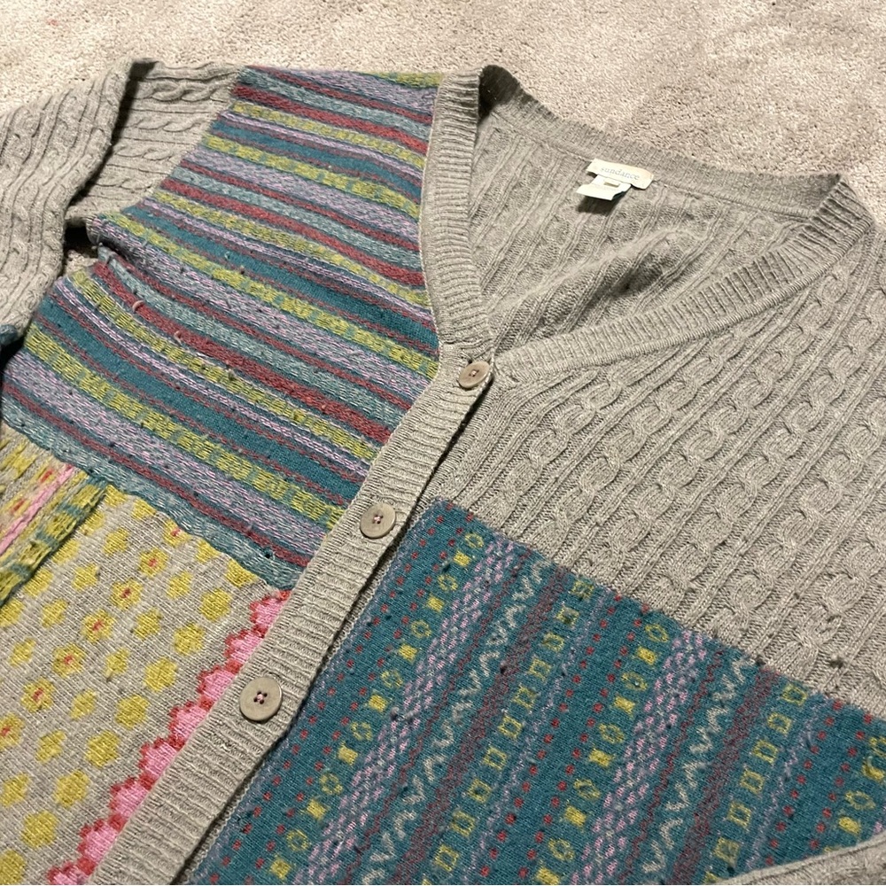 Sundance Wool Blend Cardigan Patchwork Womens Lar… - image 4